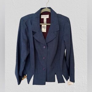 Vtg NWT SagHarbor Woman’s Navy Blazer Three Buttons Business Preppy, Sz 20W